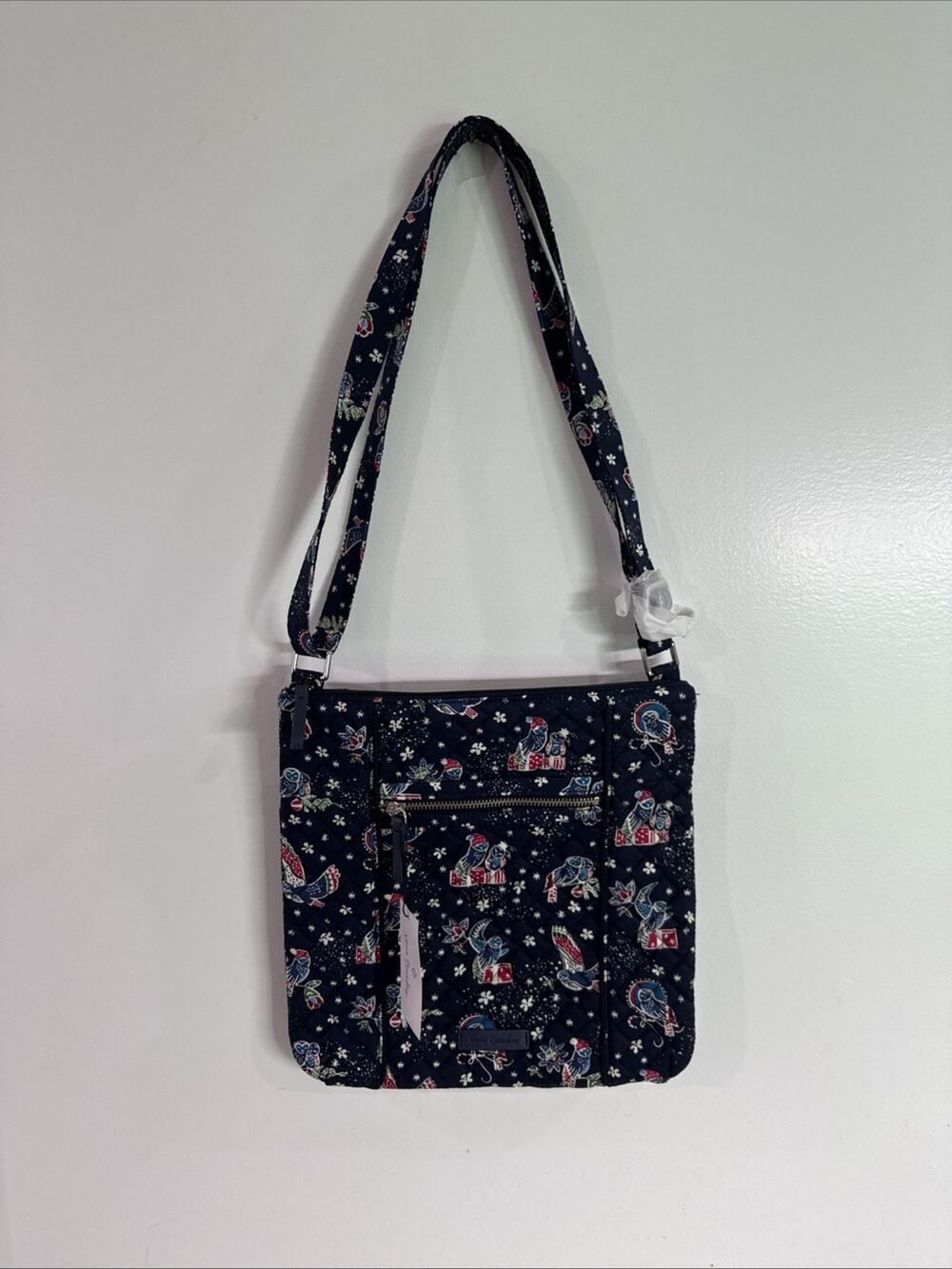 NEW Vera Bradley Iconic Hipster navy blue holiday winter owl shoulder bag/ Purse